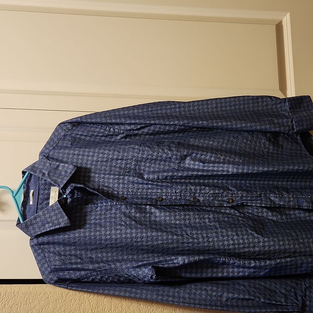 Mens Bugatchi Shaped fit long sleeve dress shirt sz L